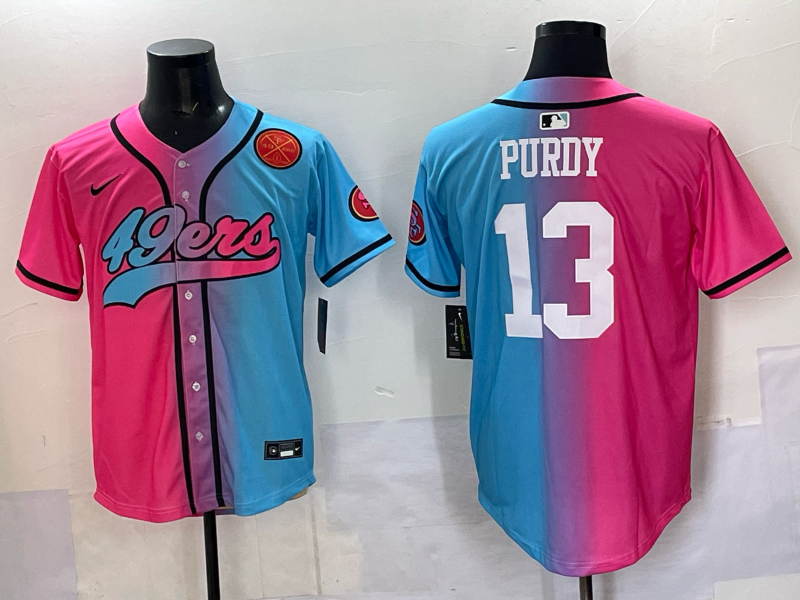 Men San Francisco 49ers 13 Purdy Blue pink Nike Limited NFL 2025 Jersey 008